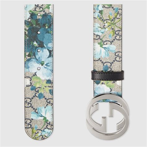 blue flower gucci belt